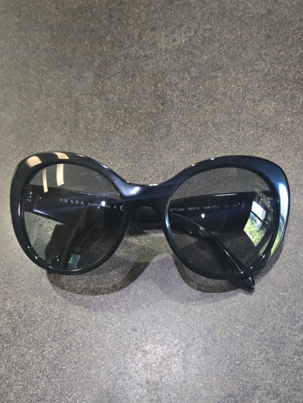 Prada Black Gloss Oversized Round Sunglasses
